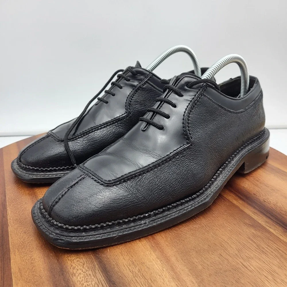 Mezlan Cappella Oxford Dress Shoes Mens Size 8 Black Leather‎ Split Toe Spain